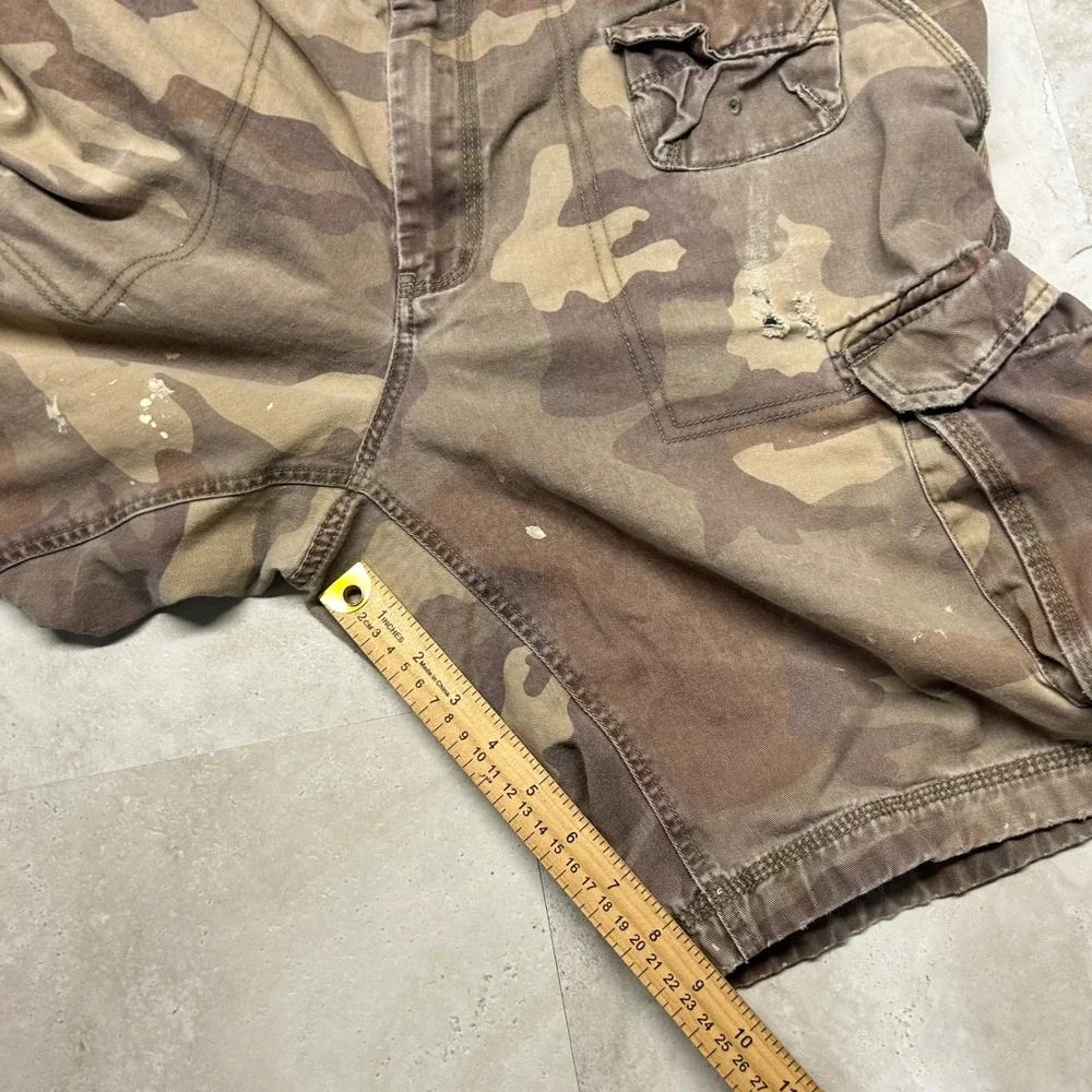 Vintage Y2K Gap Mens 38 Faded Military Surplus Camouflage Cargo Shorts Cotton